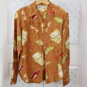 100% silk long sleeve blouse